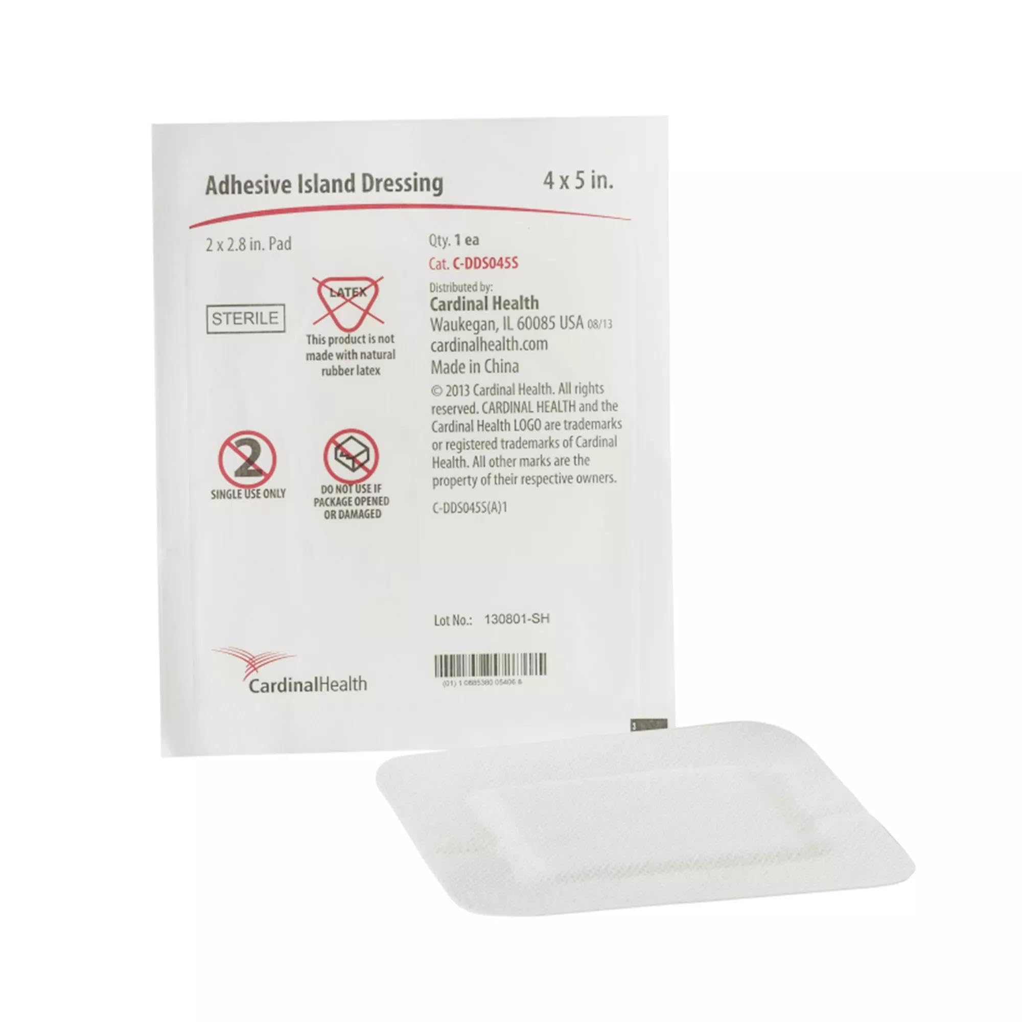 Cardinal Health™ Adhesive Island Dressing, 4 x 5IN, Case of 8 Boxes of 25