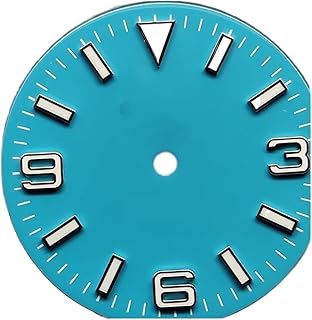 OUSIKA Mechanical Watch Dial Compatible for Nh35/NH36 Movement Green Luminous Modified Parts 28.5mm Literal Plate Bright C3 Green Leisurely Dials (Color : Sky Blue)