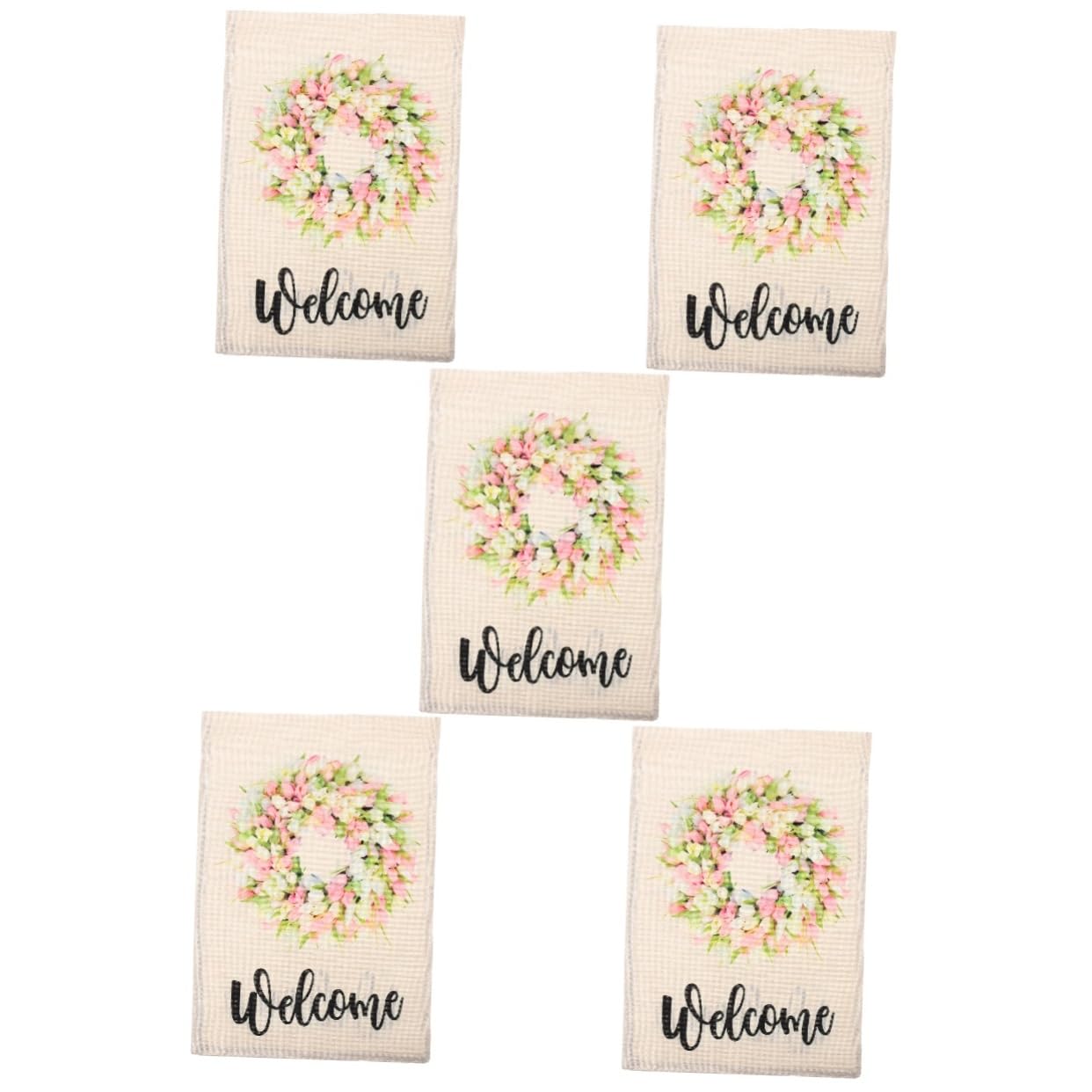 Drapeau de jardin floral en lin BESPORTBLE le lot de 5 pièces pour décoration extérieure