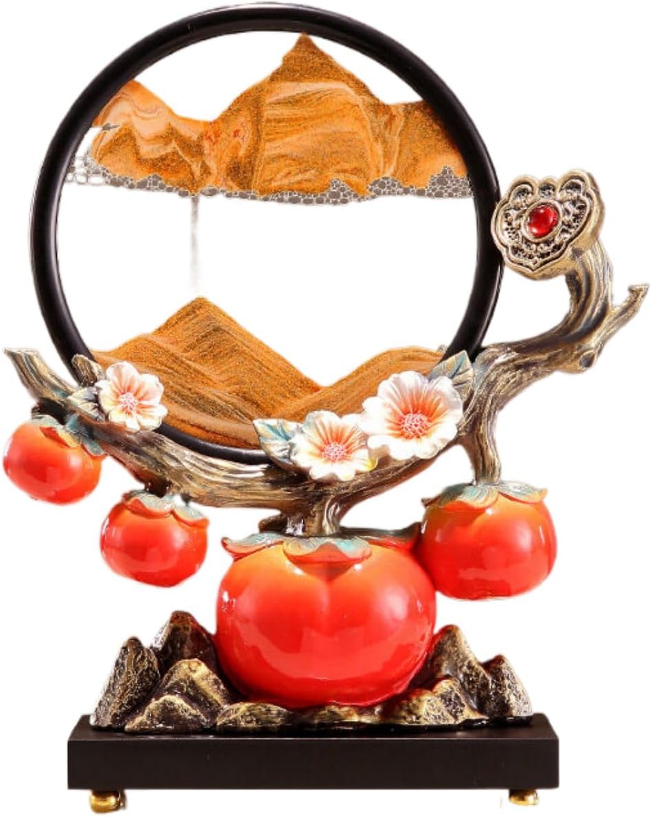 柿柿如意流沙画摆件 Feng Shui Figurine Home Office Decor Chinese Gifts 中式客厅电视柜玄关装饰乔迁新居开业送礼礼品 9268