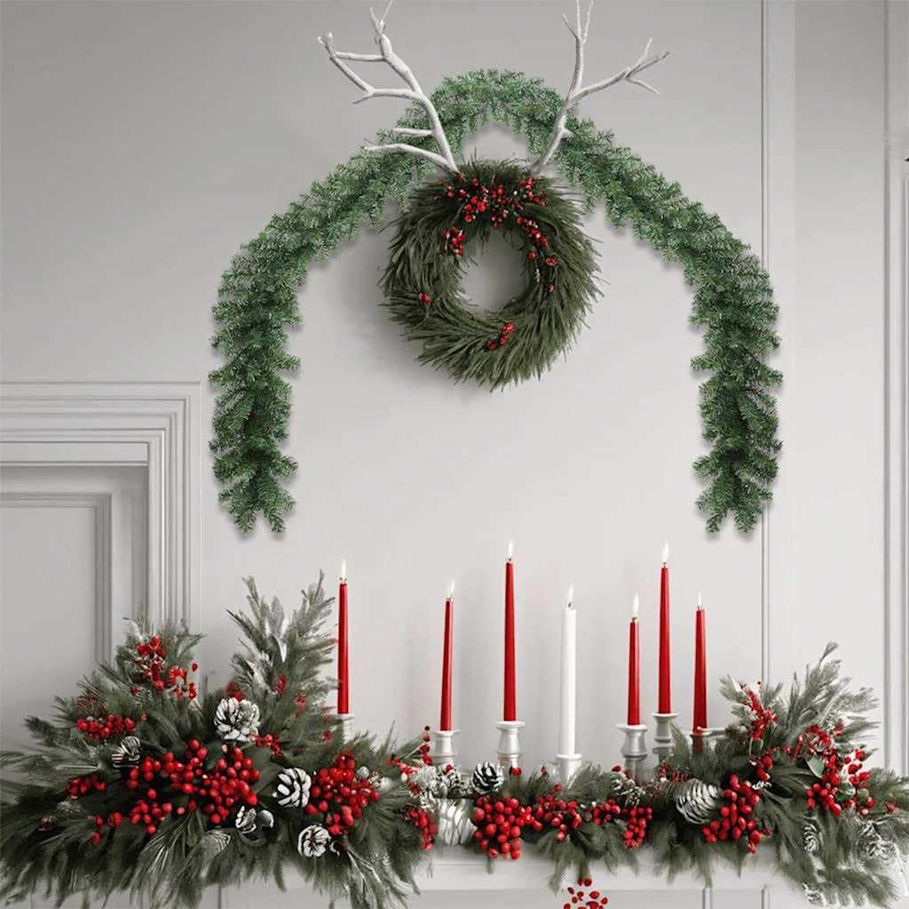 vidaXL Weihnachtsgirlande 2 pcs Grün 20 m PVC, Elegante Weihnachtsgirlande, Deko für Wohnraum, festliches Grün, saisonale Verzierung, Draußen für Festive Stimmung