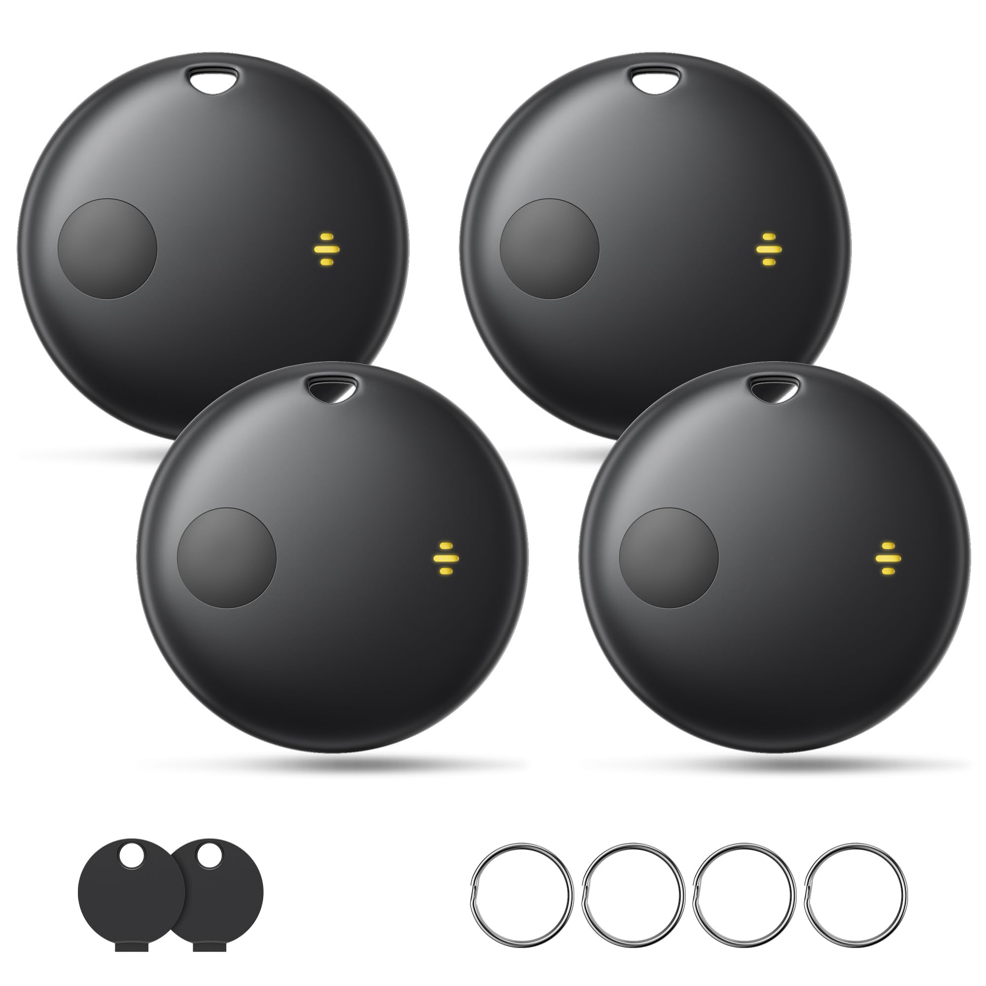 KUKIHO Tracker Tag 4er-Pack Kompatibel mit Apple „Wo ist?“ (nur iOS) | IP67 Wasserdicht, 100dB Lautstärke, 12 Monate Austauschbare Batterie, Tracker für Schlüssel, Koffer, Taschen, Schwarz 4Pcs