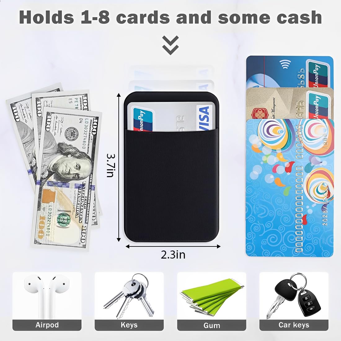JEYORZY 2 pcs Porta Carte di Credito per Cellulare, Titolare Della Carta per Cellulare, Porta Carte per Cellulare Adesivo Portafoglio, supporti per carte di credito per smartphone, nero