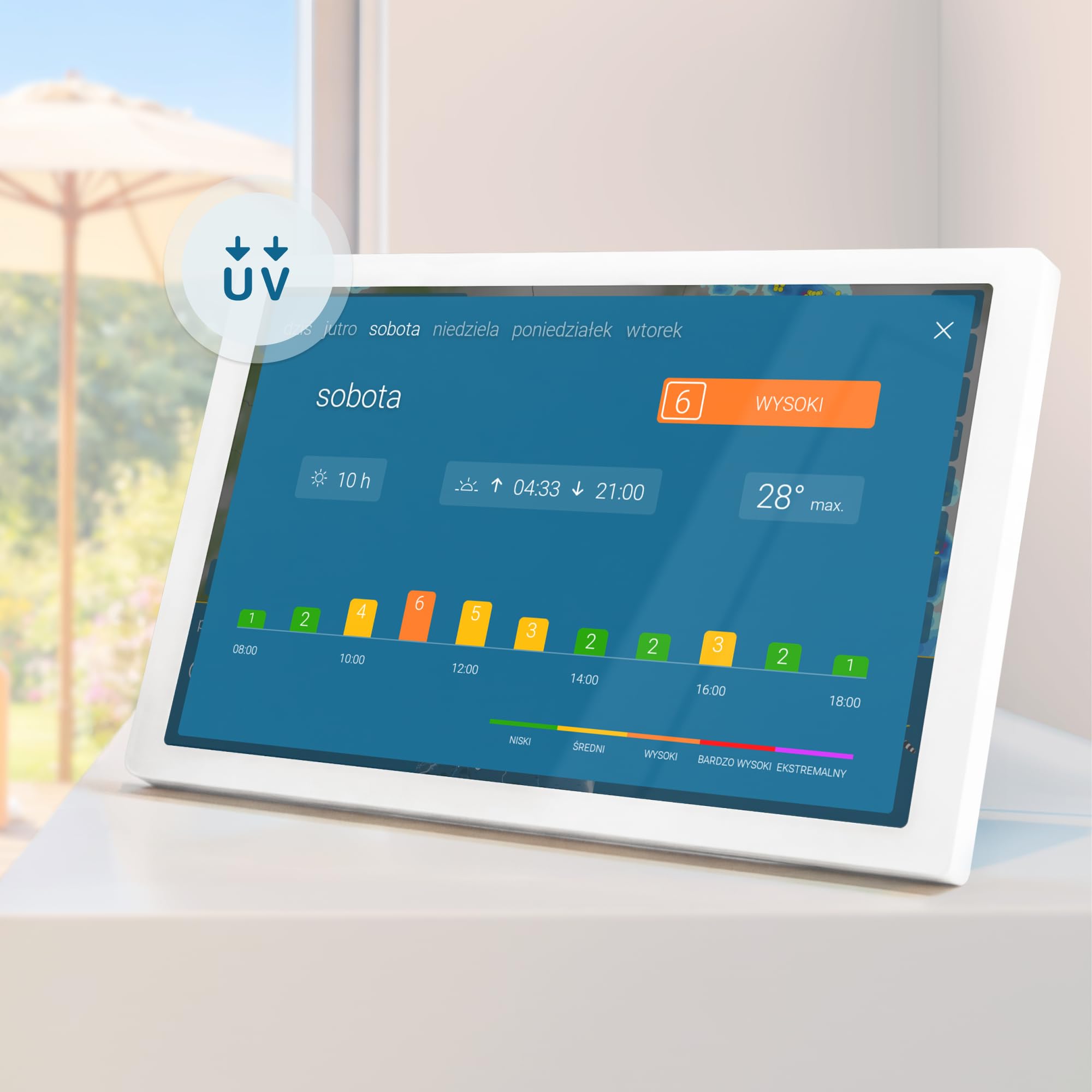 pogoda & radar home 4 – nowoczesna stacja pogodowa z radarem: animacja pogody na kolorowym wyświetlaczu HD, prosta obsługa, elegancki wygląd, radar opadów, alerty pogodowe i prognoza na 14 dni