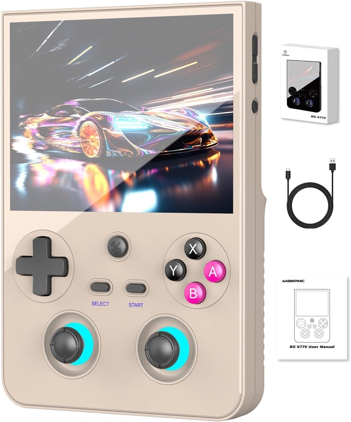 Anbernic RG477V Retro Handheld Game Console , 4.7 Inch Touch Screen Android 14 System Support WiFi 6E Bluetooth 5.3 Dimensity 8300 Processor 8+128GB(Gray)