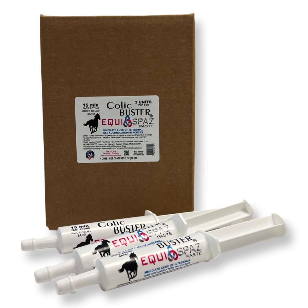 Equi-Spaz Horse Digestion Supplement to Immediately Cure Intestinal Gas Build-Up - Relieves Colic in 15 Minutes by Saratoga Veterinary Product (3 Pack