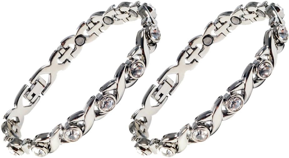 2 Bracelet Value Pack. Magnetic Bracelets for Natural Arthritis Pain Relief. (Bundle: 2 Bracelets/Silver Colored/Individually Boxed)