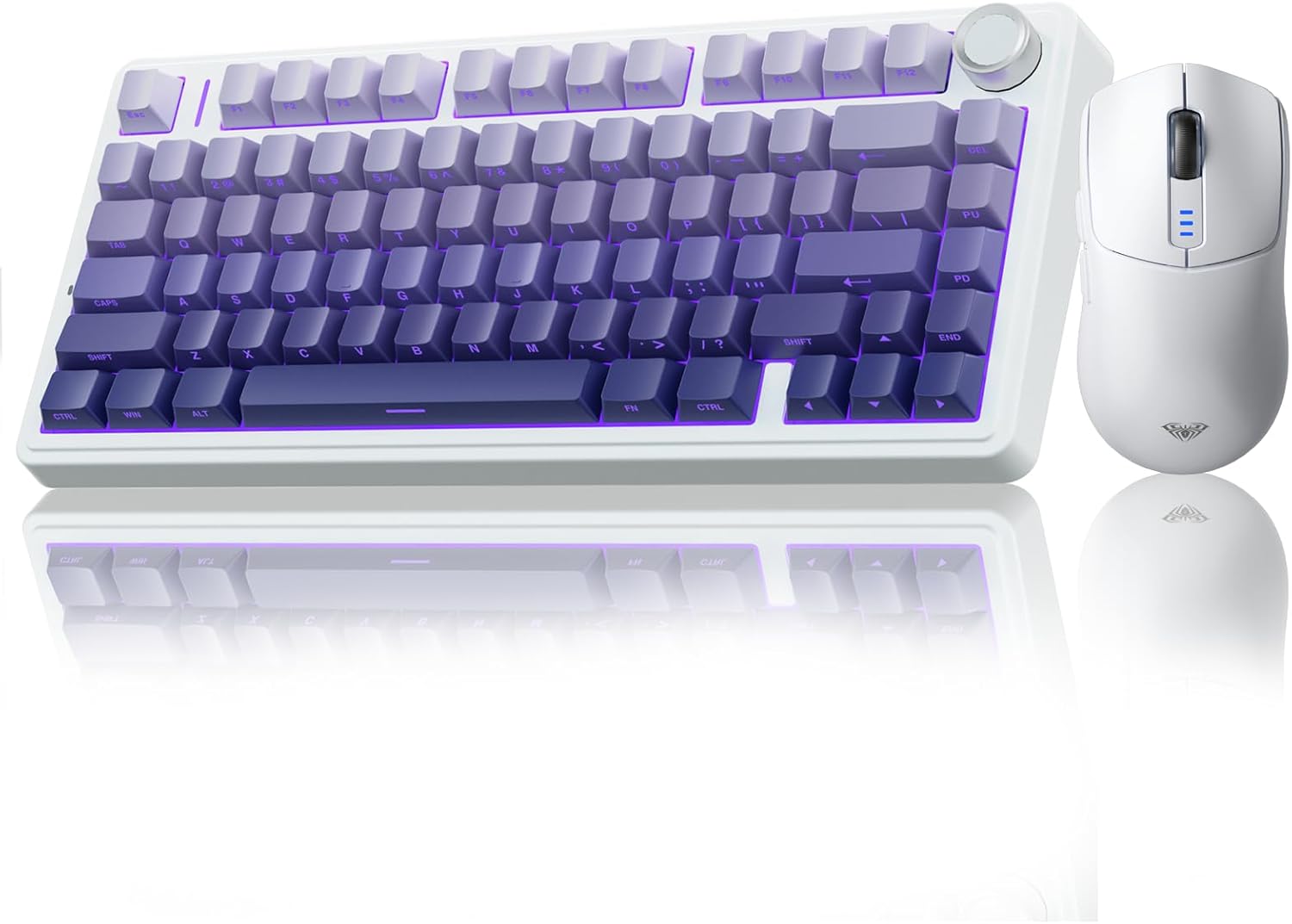 AULA Wireless Keyboard and Mouse Combo, F75 Pro Mechanical Keyboards,75% Gasket Hot Swappable Custom Keyboard+SC580 Wireless Gaming Mouse White