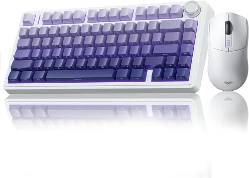 AULA Wireless Keyboard and Mouse Combo, F75 Pro Mechanical Keyboards,75% Gasket Hot Swappable Custom Keyboard+SC580 Wireless Gaming Mouse White
