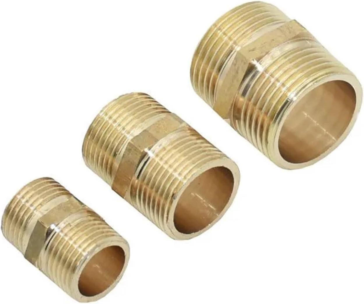 5PCS Brass Pipe Hex Nipple Fitting Quick Adapter 1/8" 1/4" 3/8" 1/2" 3/4" 1" BSPT Male Thread Water, oil and gas Connector(DN10)