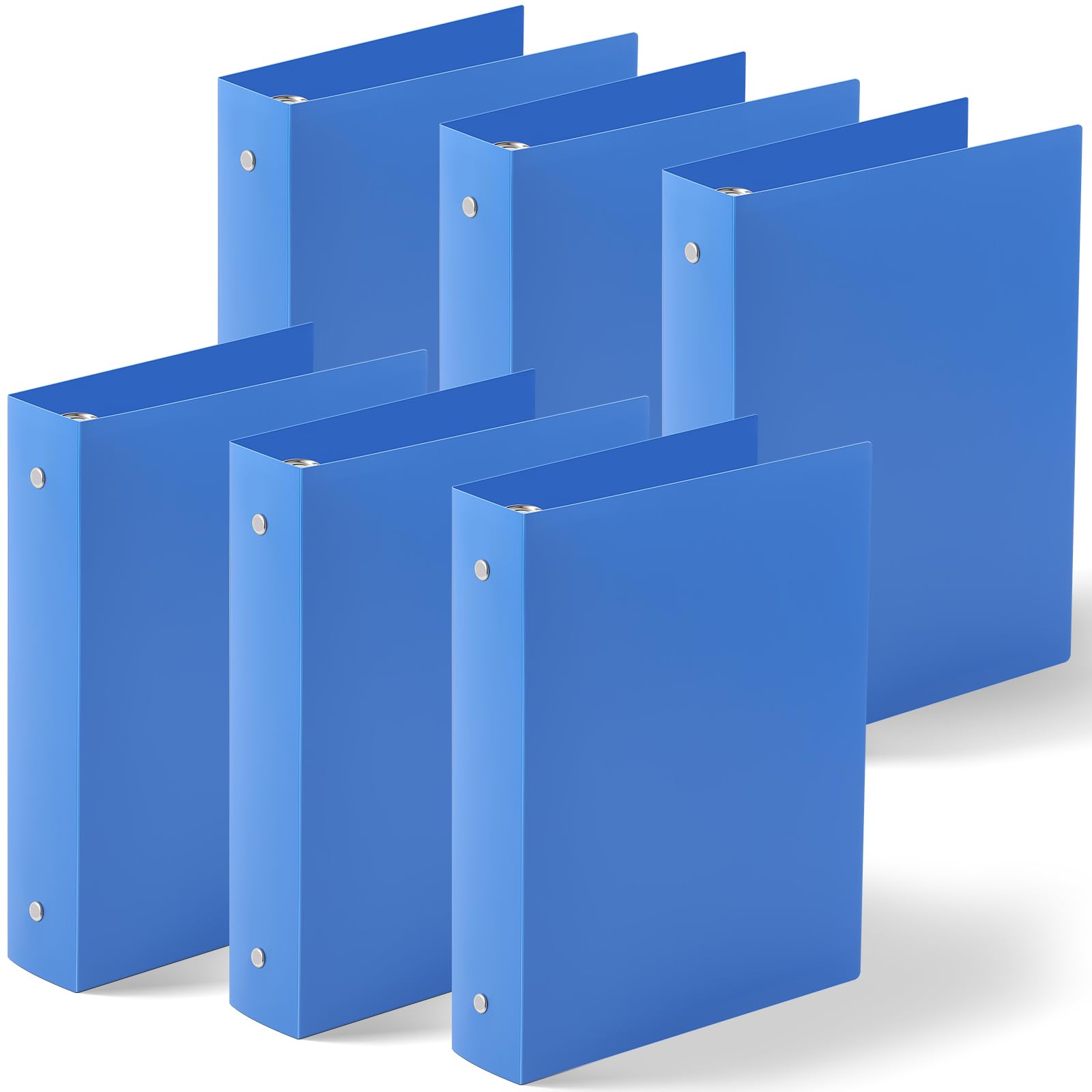 Henoyso 6 Pcs 1.5 Inch Mini 3 Ring Binders Fits 5.5 x 8.5 Paper, Holds(Capacity 280 Sheets), Plastic Flexible Three Round Rings Small Blue A5 Binders
