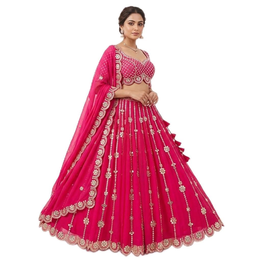 vatagamfab WOMEN'S Georgette Premium Designer Lehenga for Women – Heavy Work Wedding Collection (SF201398 Green free-size)-picture-24