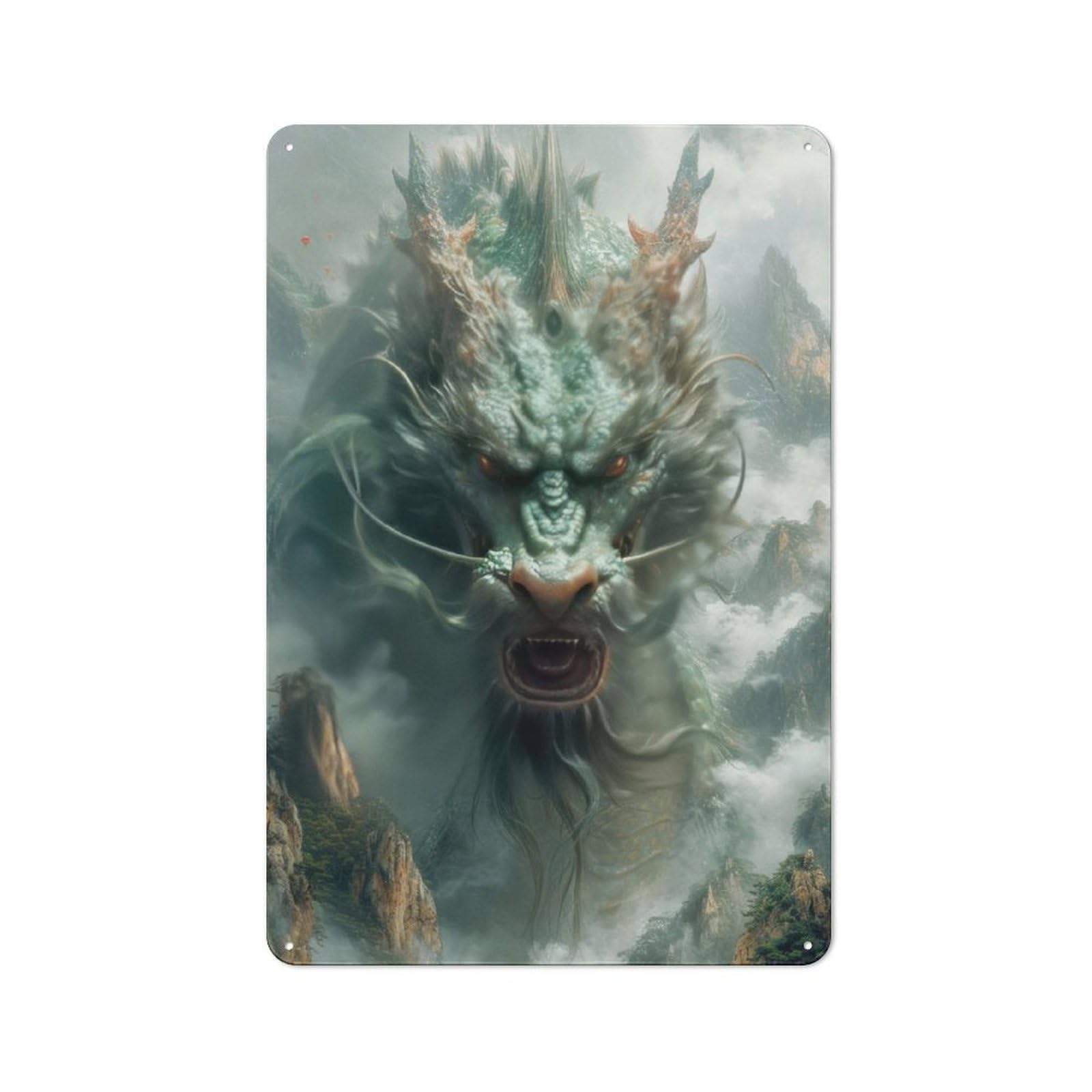 Junmoney Ancient Green Dragon Metal Sign 30X20cm With For Home Bar Wall, Rustic Decor, For Collectors Decorating Home Bars And Entertaining Spaces