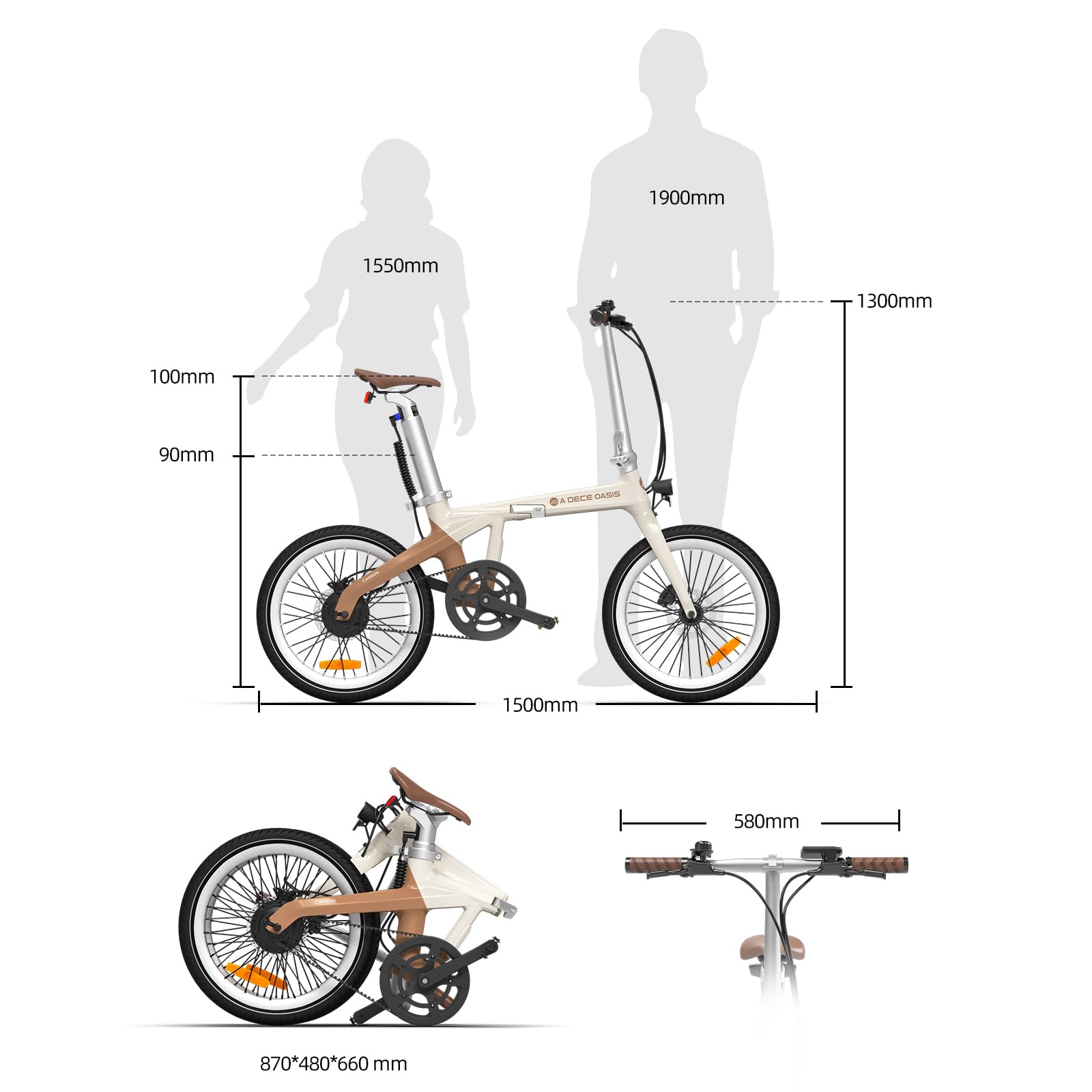 A Dece Oasis ADO E-Bike Air Carbon Elektrofahrrad, ebike Damen/ebike Herren,Bike,klapprad Riemenantrieb 14,5Kg IPS LCD Display, GPS,ADO APP,250W