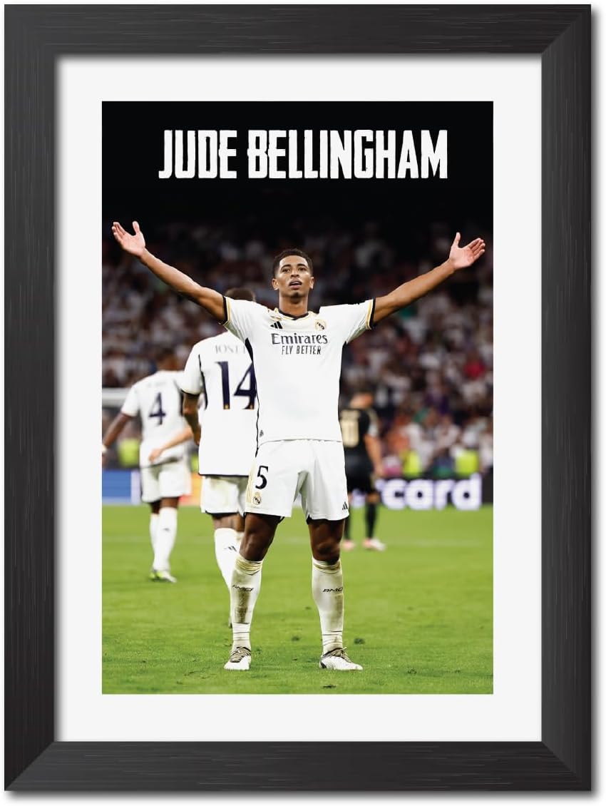 TenorArtsTenorArts Jude Bellingham Poster Real Madrid Laminated Poster Framed Painting with Matt Finish Black Frame (12 inches x 9inches)