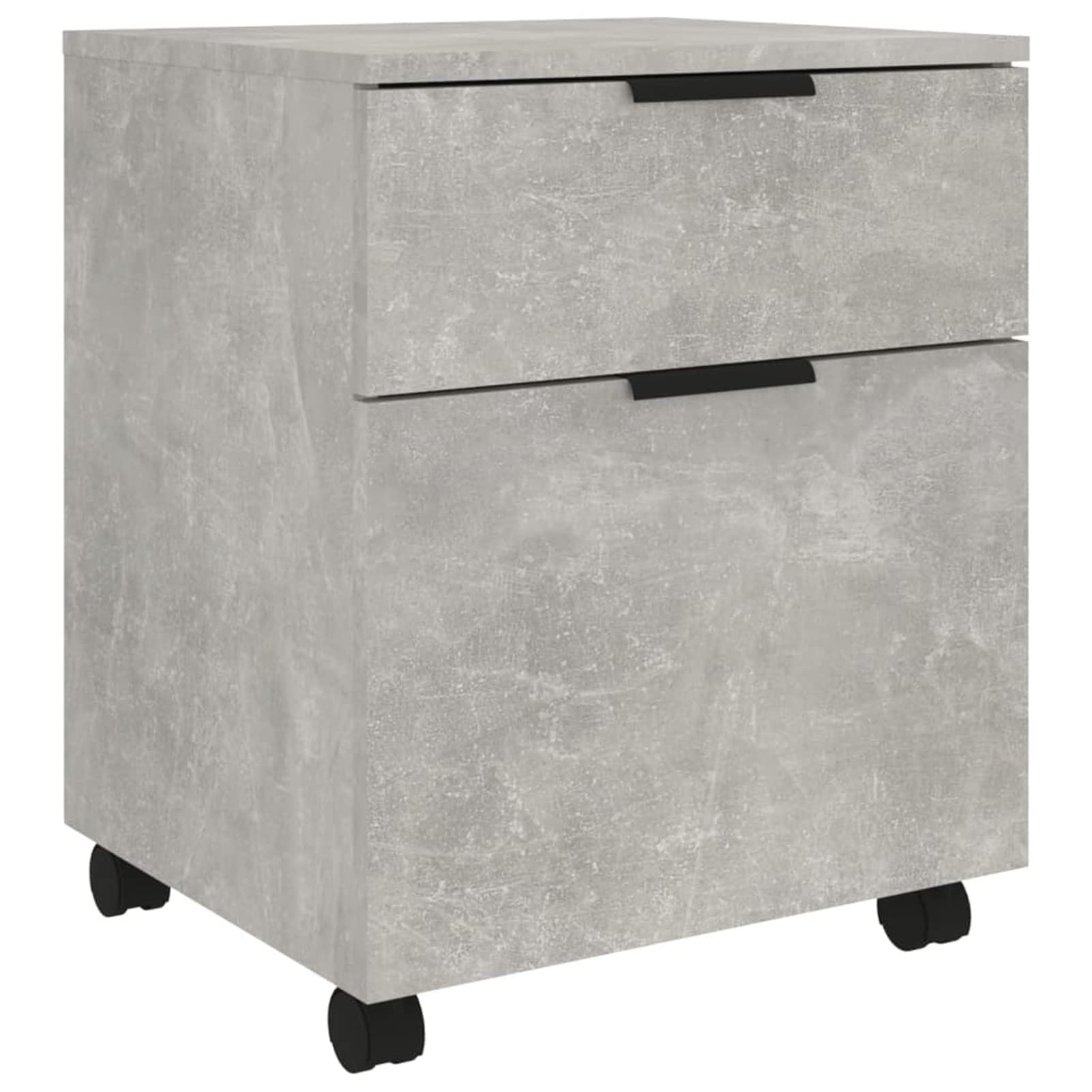 Schedario con Ruote Grigio Cemento 45x38x54cm Legno Multistrato,Cassettiera, Mobiletto da Ufficio con Serratura,Regolabile per Cartelle Sospese, Superficie Testurizzata, per Ufficio, Studio