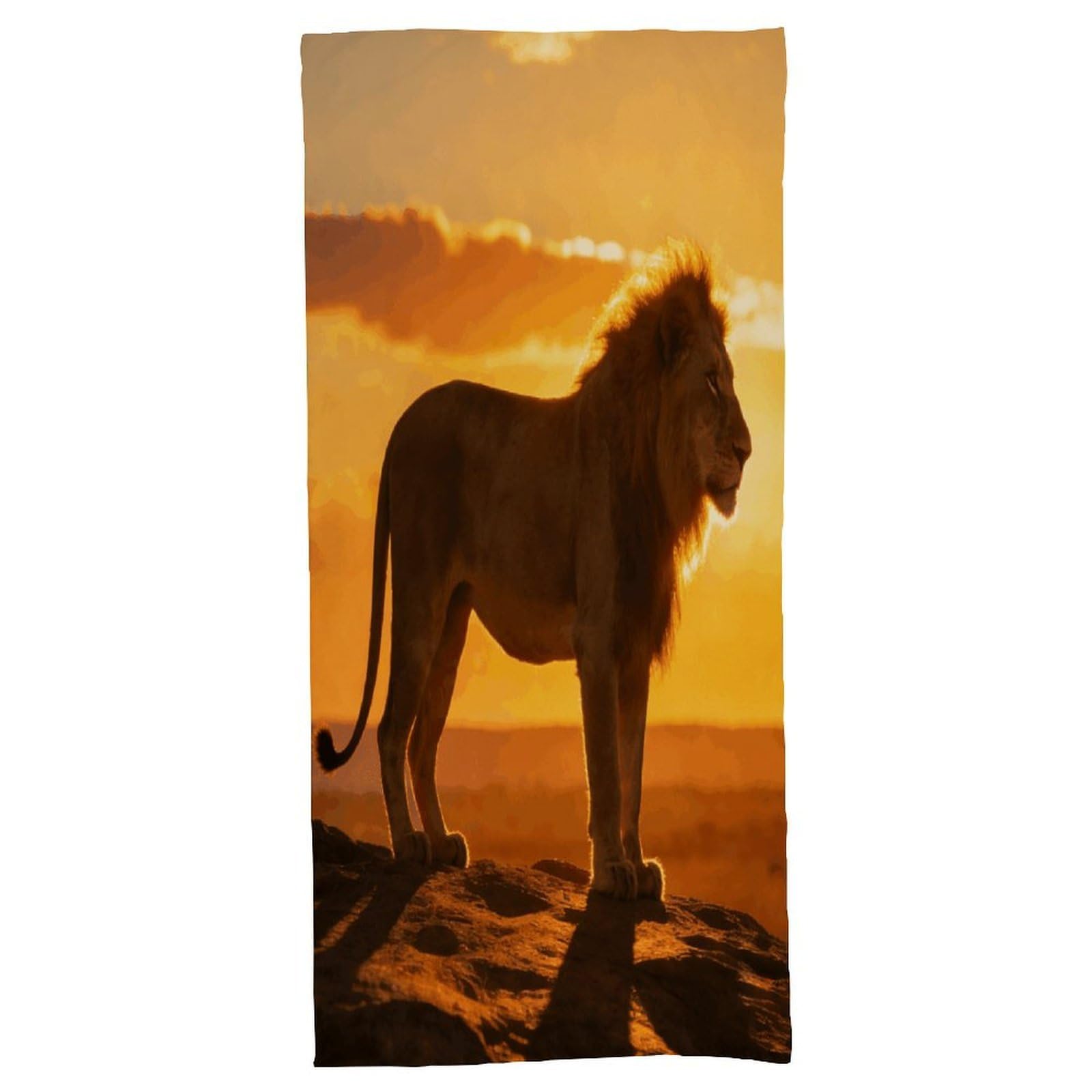 Fodpand Style Lion At Sunset Bath Towel, Highly Absorbent & Quick Drying Beach Towel, Compact & Lightweight Pool Towel For Bathroom, Beach, Pool, Gym, Spa, And Hotel Use
