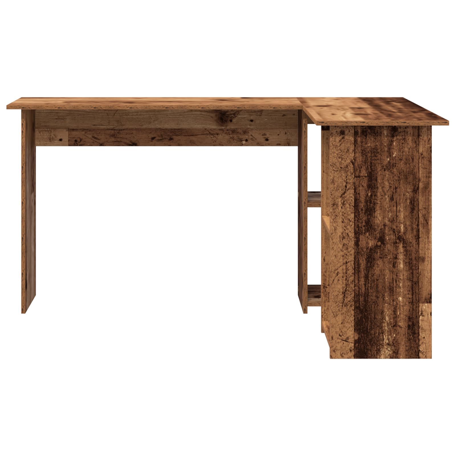 Scrivania per computer a forma di L con effetto legno antico e 3 ripiani integrati, scrivania per casa e ufficio, 120 cm x 75 cm, in robusto legno, postazione di lavoro ergonomica