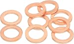 MECCANIXITY 6Pcs Flat Washer, M26 Copper Washers Copper Sealing Ring Crush Washer Kit Assortment, 26mm ID, 32mm OD, 2mm Thick for Bolts Screws Machinery Repair