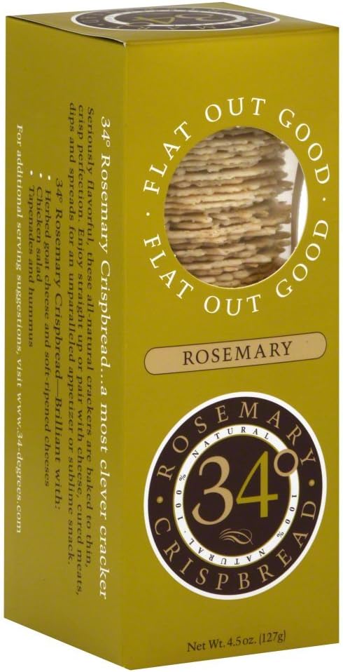34 Degrees Rosemary Crispbread, 4.5-Ounce Boxes (Pack of 2)