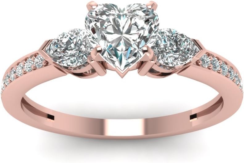 Heart Cut Moissanite Wedding Ring Sets for Women,1.75/2.75 CTW Moissanite Rings Engagement Ring Sets Platinum Plated Silver Ring Band Sets Free Engraved (Rose Gold)