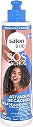Salon Line, Ativador de Cachos, SOS Cachos + Leves, Óleo de Amêndoas, Vegano - Para Cabelos Ondulados, Cacheados e Crespos,