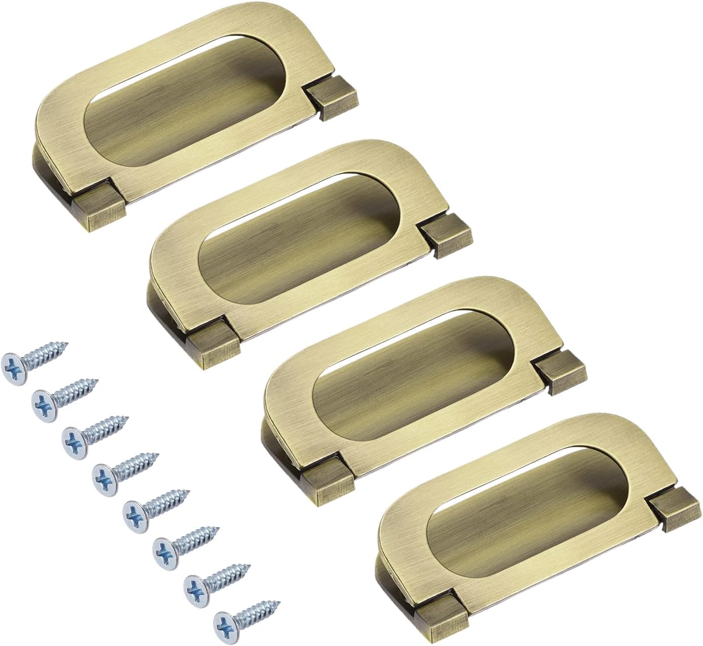 METALLIXITY Flush Ring Pull Handles(74mm/2.91") 4Pcs, Zinc Alloy Hidden