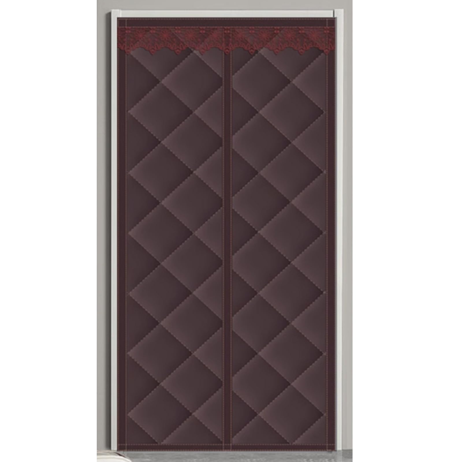 FLYIODFCXV Door curtain, Thickened for Warmth, Silent Closure, Strong and Durable, Storage Belt Design(Brown,85 * 220cm/33.5 * 86.6in)