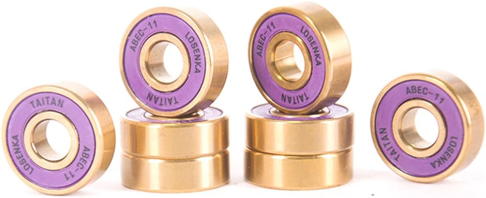 8pcs of Skateboard Bearings Titanium ABEC-11 Purple Gold + 4pcs Spacer Skateboarding Sports New