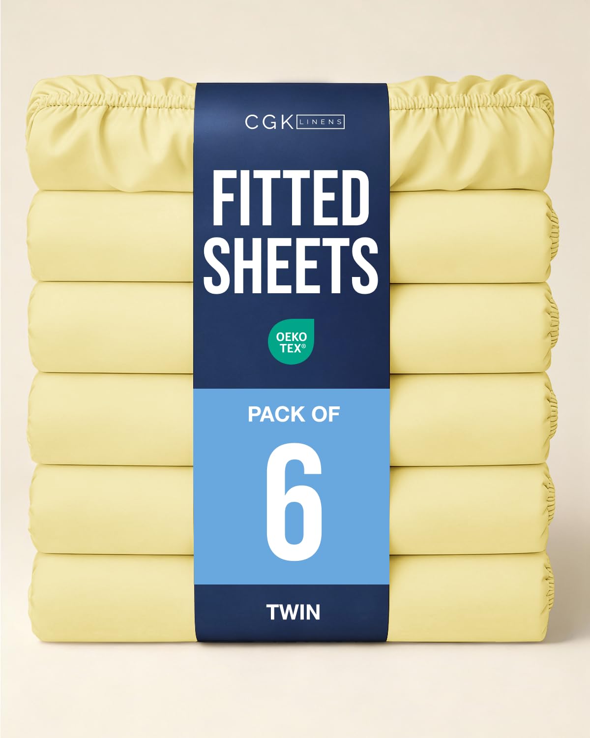 Twin Fitted Sheet - Pack of 6 Single Fitted Bottom Sheet Only - Yellow
