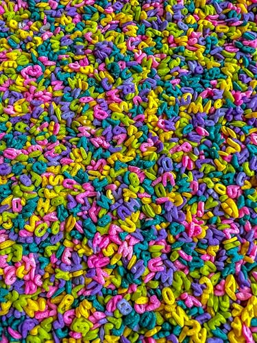 Image of 4 Cups of Tropical Rainbow Alphabet Pasta Sensory Filler for Sensory Table