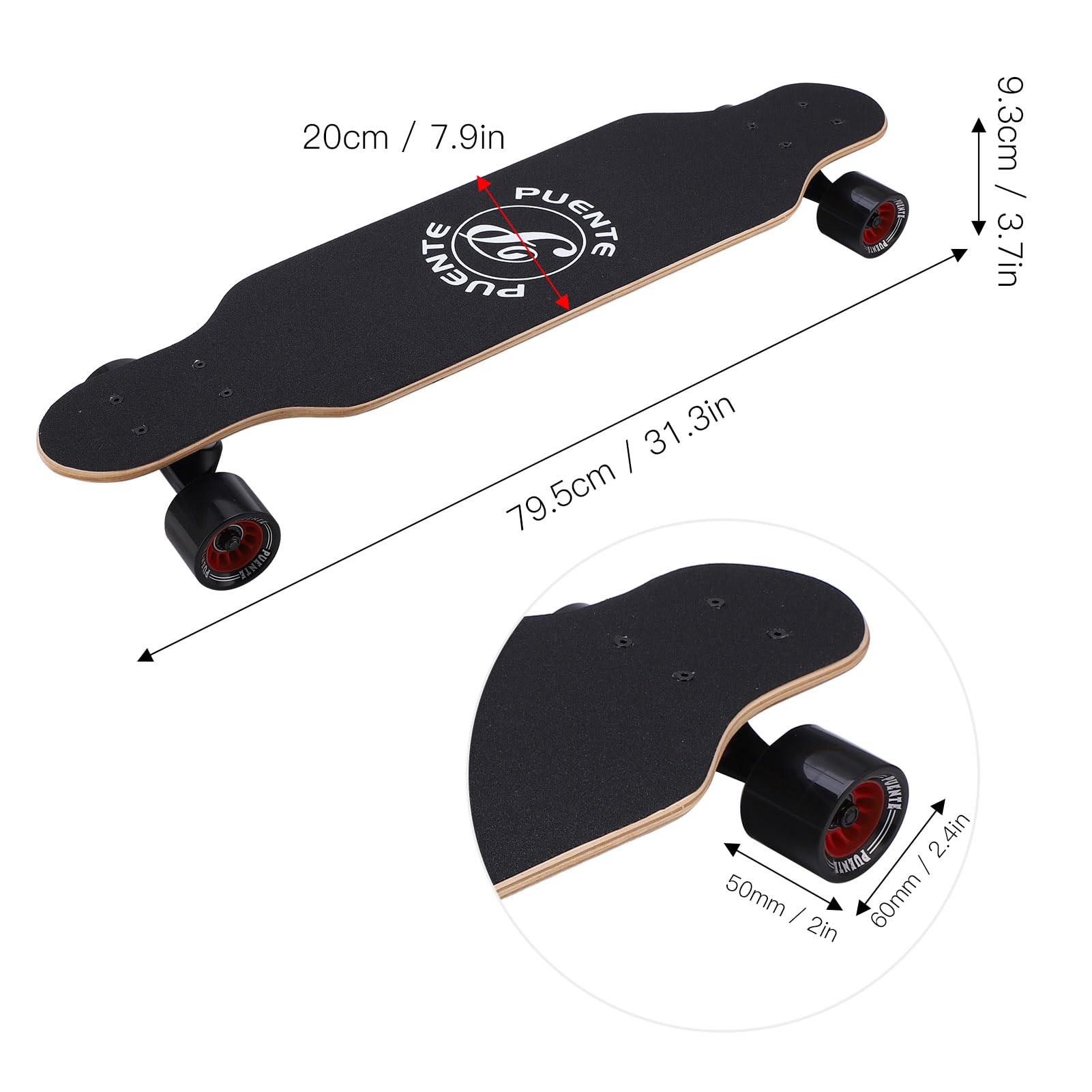 Tbest en érable Longboard Cruiser Skate Board Adulte 8 Couches en érable ABEC 9 Roulements à Couverture Violet Roues 60 X 50 Mm avec Amortisseur HR 95 pour Routes et Rues