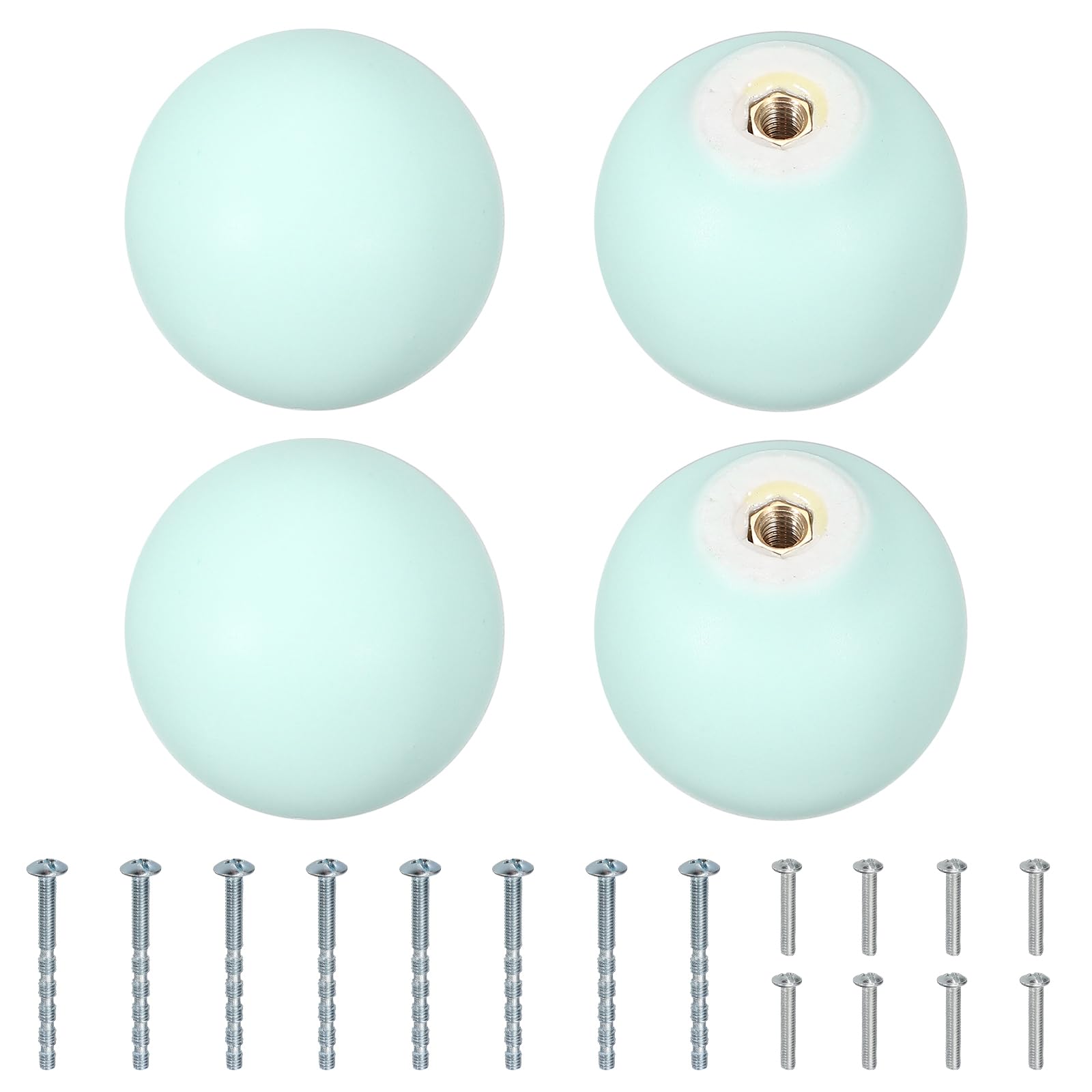sourcing map 4 Pcs Ceramic Cabinet Knobs, 1.3 Inch Round Ceramic Drawer Knob Dresser Pulls with Mounting Screws Knobs Furniture Handles for Kitchen Closet Cupboard Nursery Decor, Green
