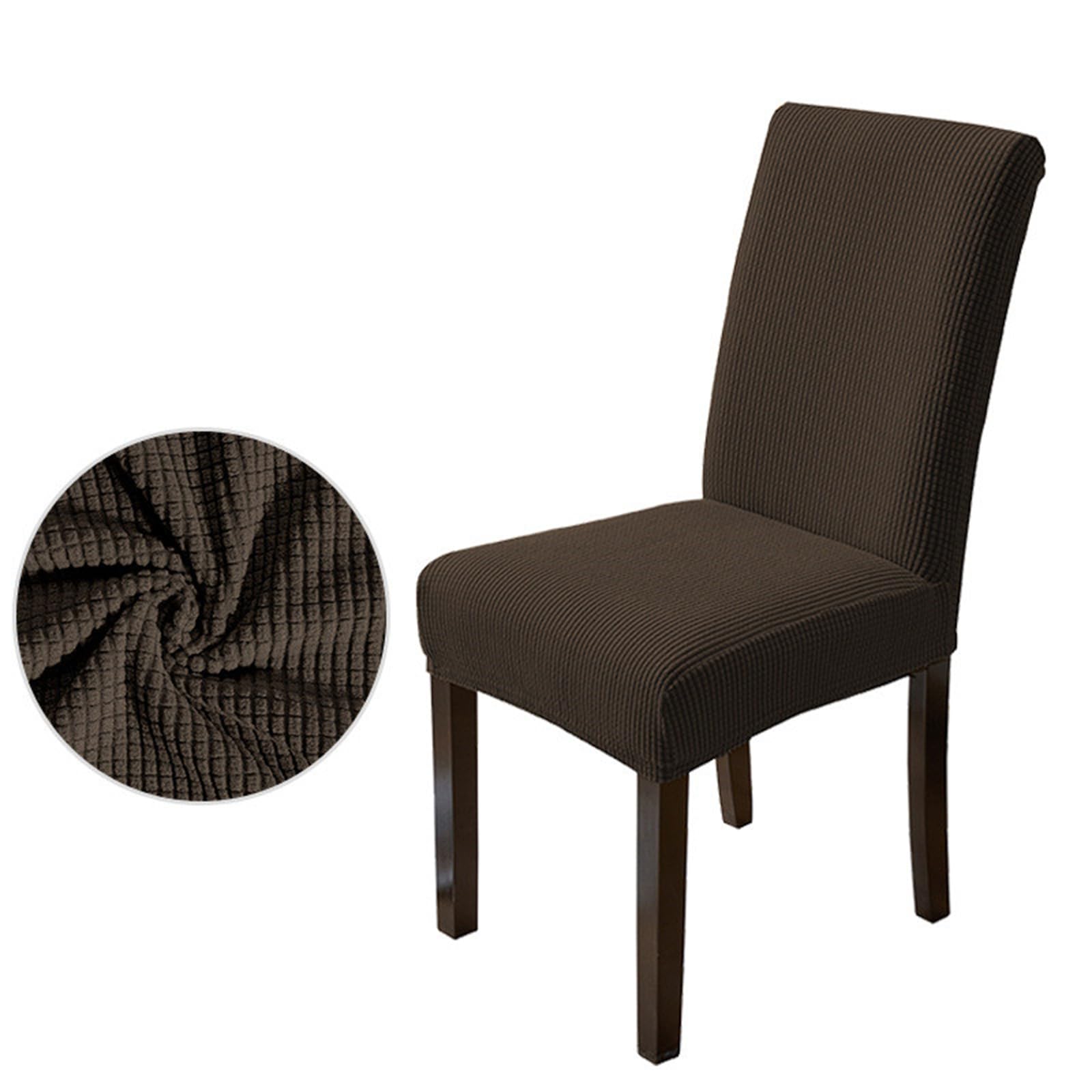 Housse de chaise de salle a manger en elasthanne marron au fini tartan élégant