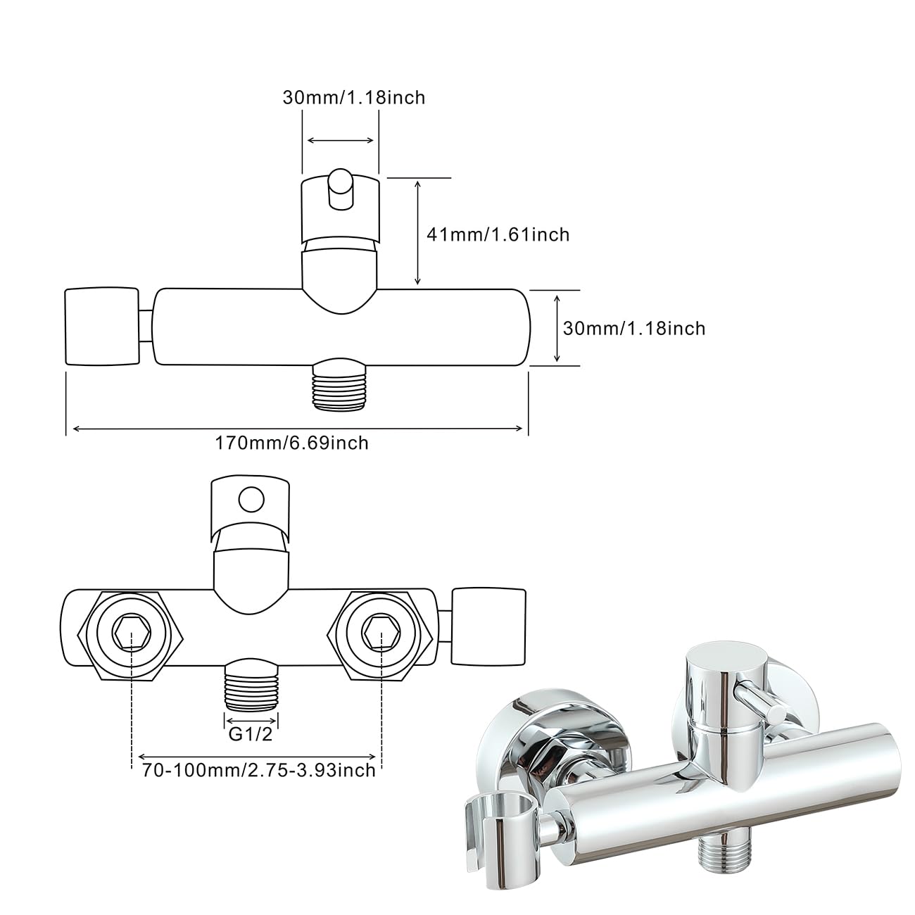 Set miscelatore per bidet da parete cromato, per WC con doccetta musulmana per acqua calda e fredda, con kit spruzzatore Shattaf