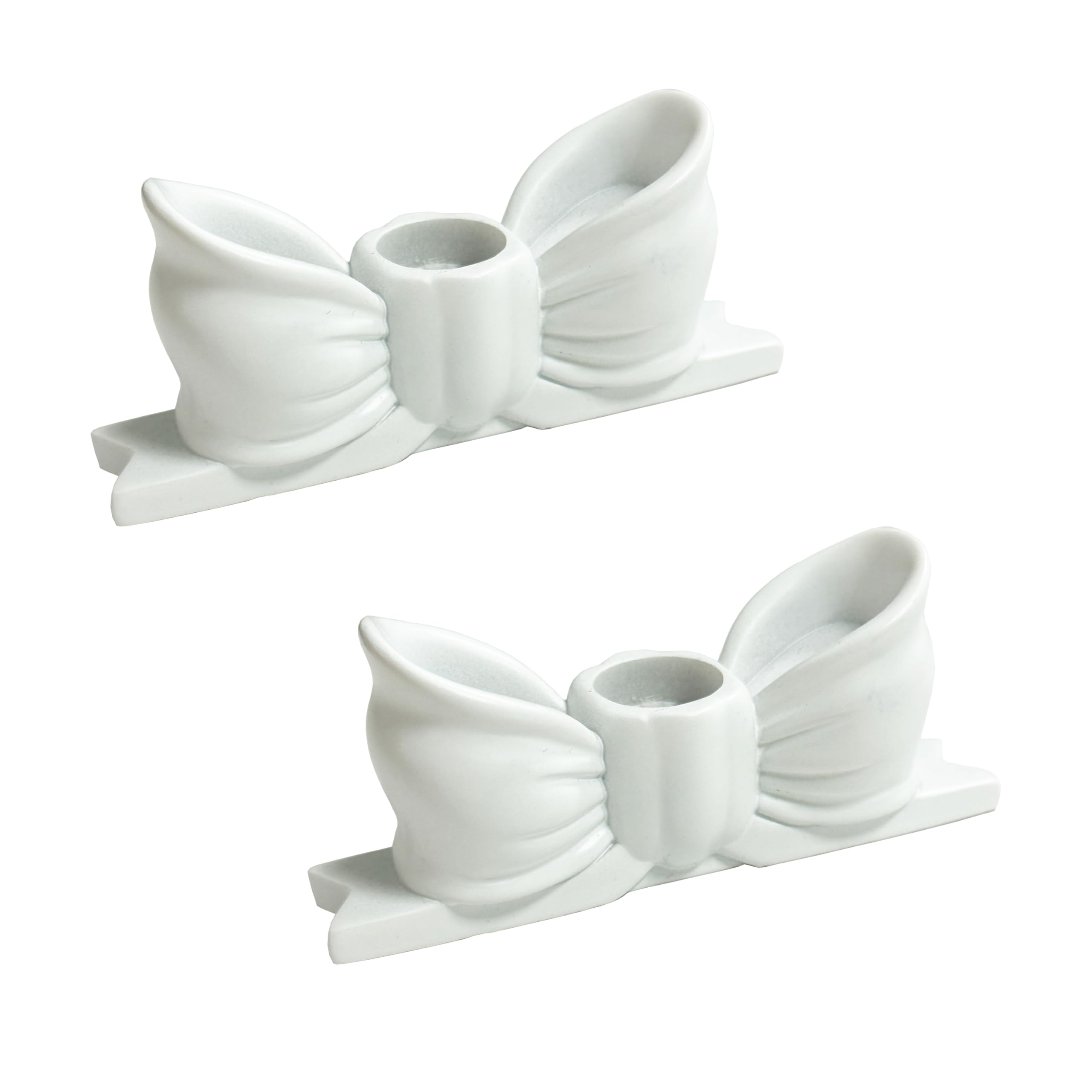 Candle Holder Set of 2, Bow Candlestick Holders Fit 0.59 Inch Candles, Gypsum Candelabra Decorative Candle Stand Centerpiece for Table Wedding Dinning Party (Pink-2PCS) White-2pcs
