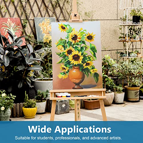 Somime Large A-Frame Basic Studio Easel - Adjustable Solid Beech Wood Artist Easel With Brush Storage Tray, Floor Wooden Easel Stand For Painting Canvas, Natural #TOP6