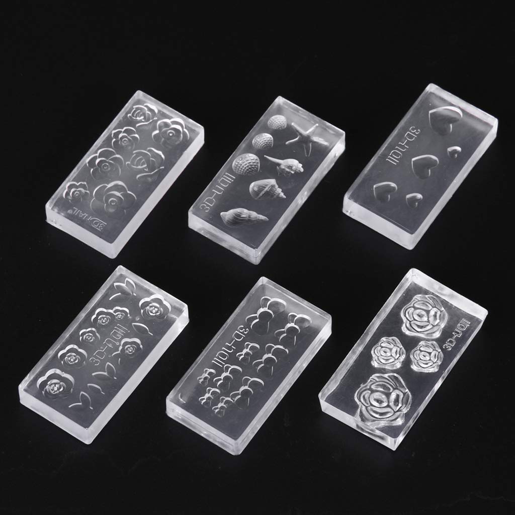 zhiwenCZW 6Pcs/Set 3D Mini Flower Shell Conch Acrylic Silicone Mold for DIY Nail Art Mould Template Earrings Pendant Decoration