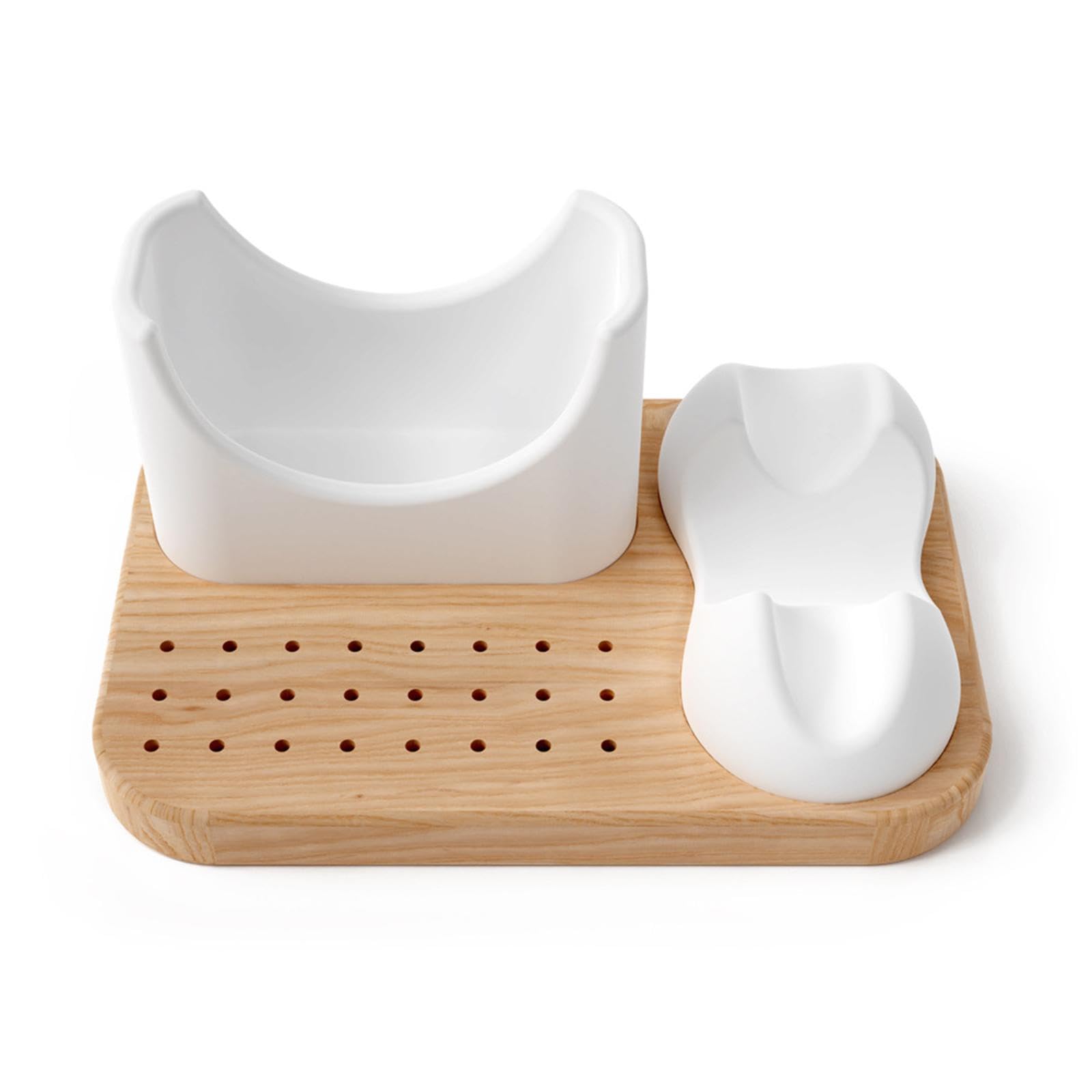 Soporte de Madera para Torno de Uñas 3 en 1, Expositor de Silicona Suave para Manicura