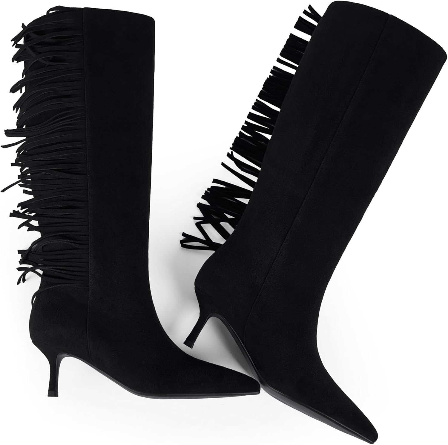 Modatope Knee High Boots Women Kitten Heels Tall Boots Pointed Toe Long Boot for Women - Image 9