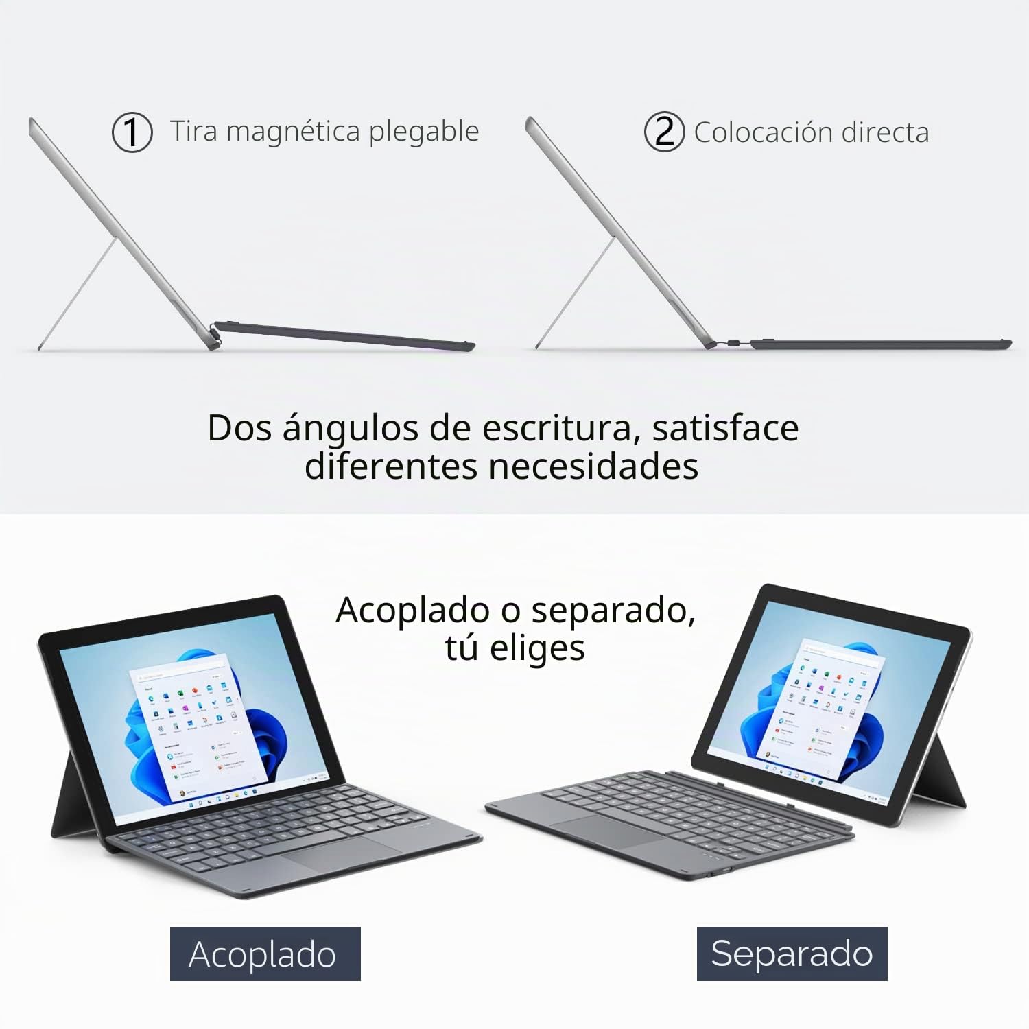MoKo Keyboard for Surface Go 4 2023 / Go 3 2021 /Go 2 2020 /Go 2018,Grigio | Wireless Bluetooth Tablet Computer Keyboard with Micro-USB Charging Cable and Built-in Recargable Battery
