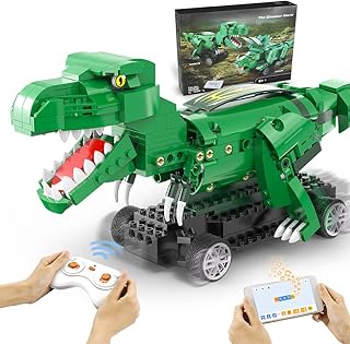 Remote Control Dinosaur Building Block Toy Set ,Dinosaur with Remote & APP Control,STEM Building Toys for Kids Age 6 7 8 9 10 11 12 Year Old （343PCS）