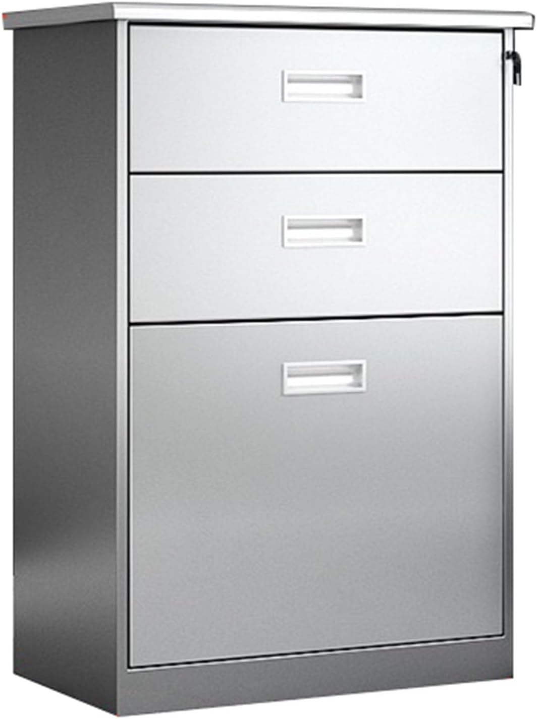 Stainless Steel File Cabinet with Lock, Under Desk Mobile File Cabinet Home Office Storage Cabinets, Heavy Duty Garage Tool Chest Cabinet Metal Medicine Cabinet, Anti-tilt Structure
