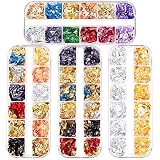 FANDAMEI 4 Boxes 48 Colors Foil Nail Chip Glitter, Mixed Color Nail Foil Paillette, Nail Foil Flakes for Nail Art Decoration. Holographic Nail Foil Sequins for Nail DIY, Makeup, Graft.