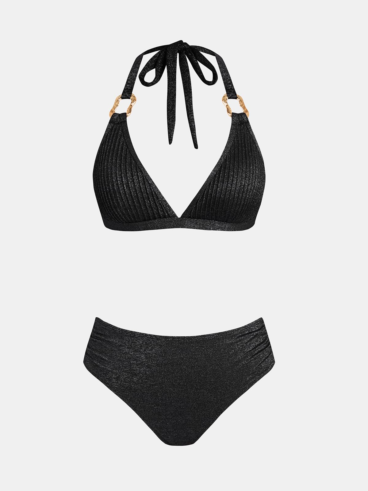 CUPSHE Bikini Damen Set V Ausschnitt Hakenrücken Bademode | Verstellbare Träger,Bequeme Passform, Sicherer Halt, Für Strand und Pool