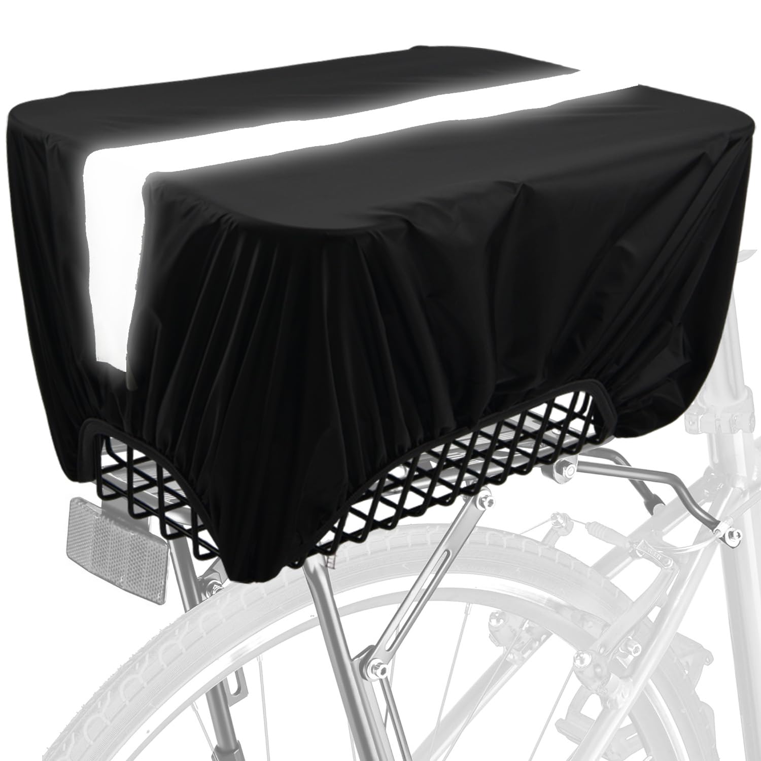 VAOLOAV 45L Bicycle Basket Waterproof Rain Cover with Reflective Strip Bicycle Rear Rack Rain Cover Bike Trunk Rain Cover Black