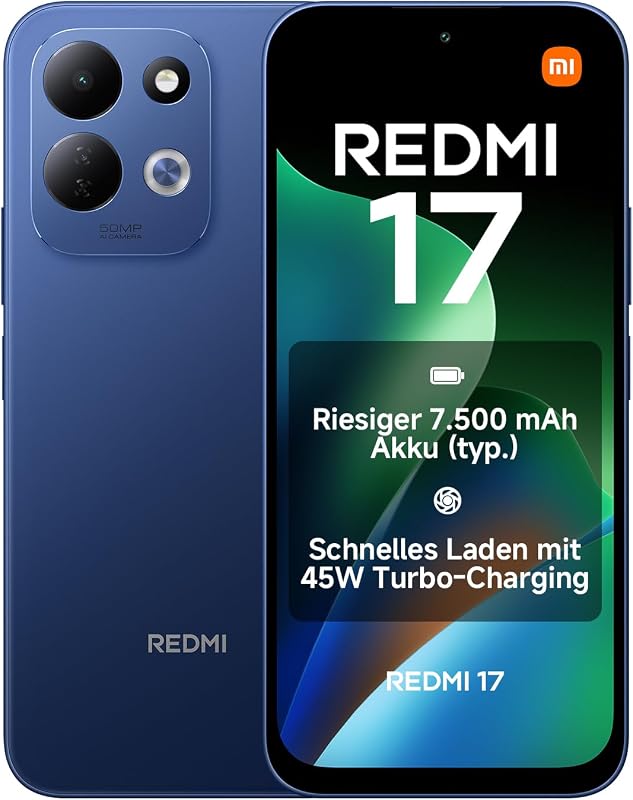Xiaomi REDMI 17, Smartphone 4+128 GB, Dark Blue, 7500 mAh Battery
