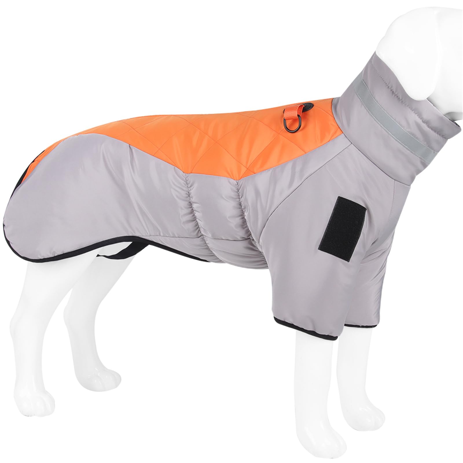 Hixingo Dog Coats with Legs, Winter Warm Dog Coat Snow Dog Jacket with Harness Hole for Small Medium Large Pet Indoor & Outdoor Wear (3XL,Grey Orange)