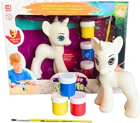 Brinquedo Unicórnio Para Pintura Lavável De Vinil Macio Com Tintas e Pincel Criativo Para Crianças