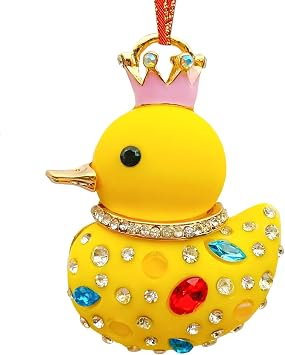 Duck Christmas Ornament Yellow Duck Christmas Ornaments for Christmas Tree Kids Rubber Duck Haning with Rhinestones Decor Xmas Keepsake Gifts for Girls Boys Daughter Son Party Supplies